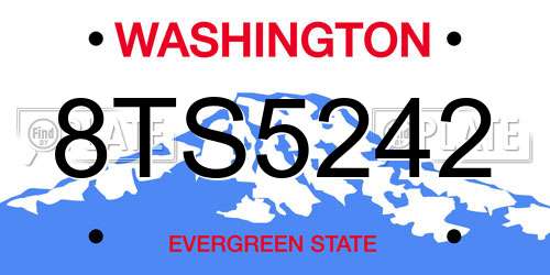 8TS5242 Washington License Plate