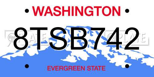 8TSB742 Washington License Plate