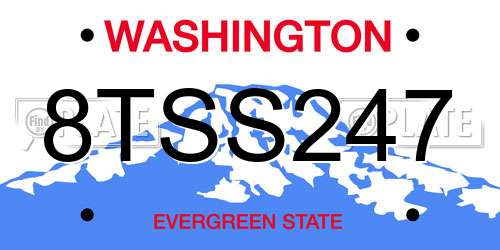 8TSS247 Washington License Plate
