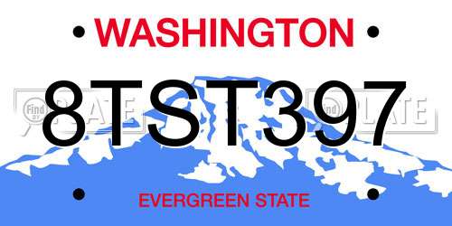 8TST397 Washington License Plate