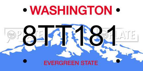 8TT181 Washington License Plate