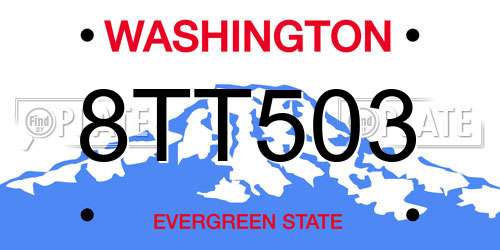 8TT503 Washington License Plate