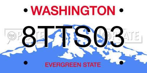 8TTS03 Washington License Plate