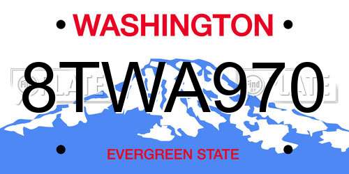 8TWA970 Washington License Plate