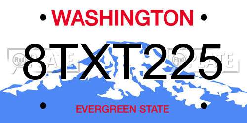8TXT225 Washington License Plate