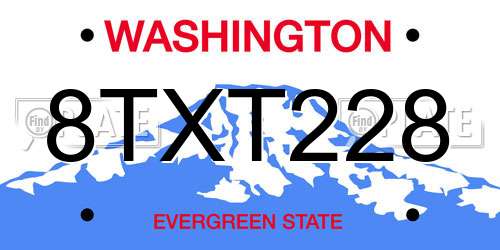 8TXT228 Washington License Plate