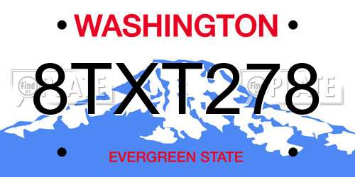 8TXT278 Washington License Plate
