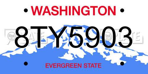 8TY5903 Washington License Plate