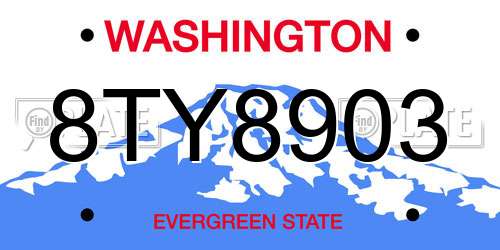 8TY8903 Washington License Plate
