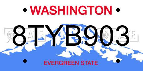 8TYB903 Washington License Plate