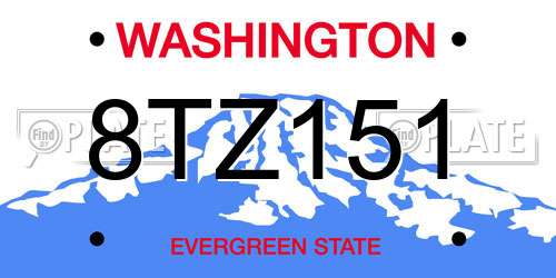 8TZ151 Washington License Plate