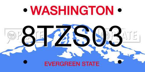 8TZS03 Washington License Plate