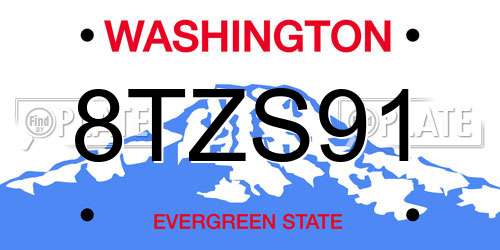 8TZS91 Washington License Plate