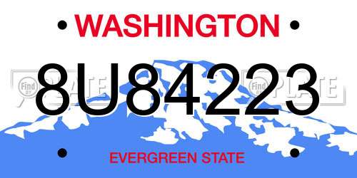 8U84223 Washington License Plate