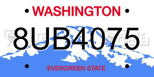8UB4075 Washington License Plate