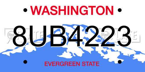 8UB4223 Washington License Plate