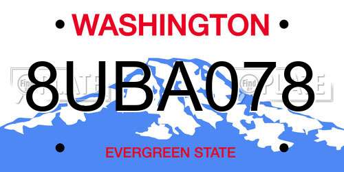 8UBA078 Washington License Plate