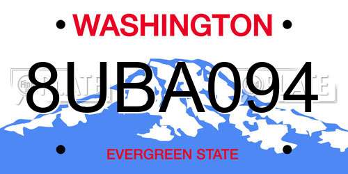8UBA094 Washington License Plate