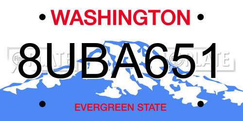 8UBA651 Washington License Plate