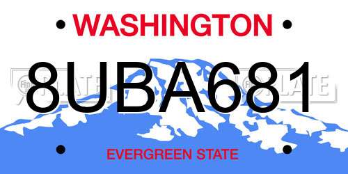 8UBA681 Washington License Plate