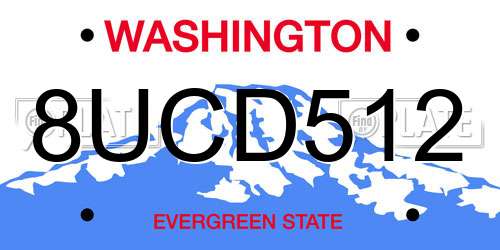 8UCD512 Washington License Plate