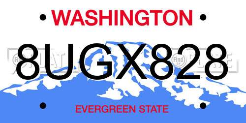 8UGX828 Washington License Plate