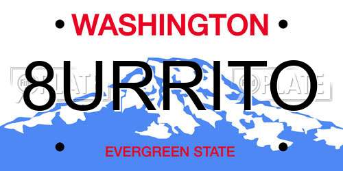 8URRITO Washington License Plate