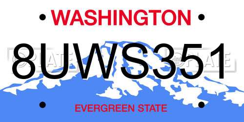 8UWS351 Washington License Plate