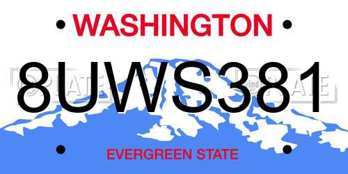 8UWS381 Washington License Plate