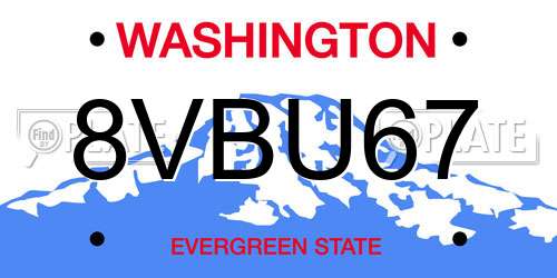 8VBU67 Washington License Plate
