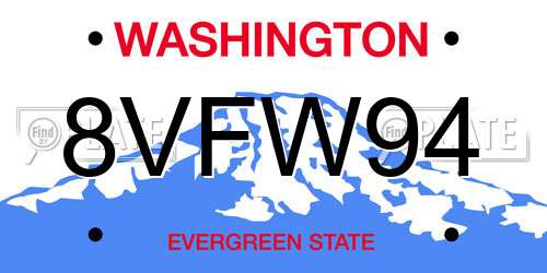 8VFW94 Washington License Plate