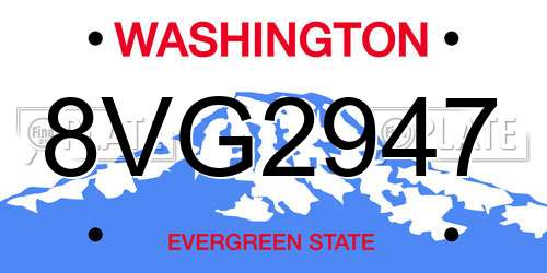8VG2947 Washington License Plate