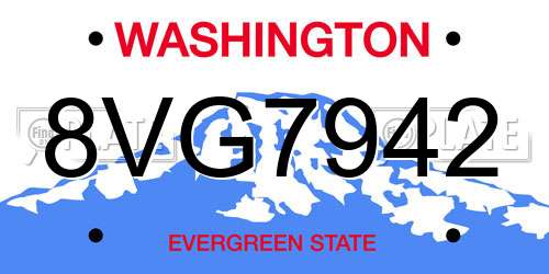 8VG7942 Washington License Plate