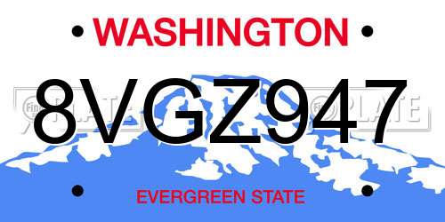 8VGZ947 Washington License Plate