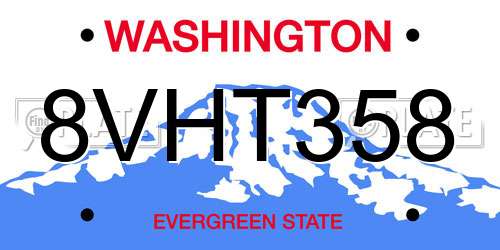 8VHT358 Washington License Plate