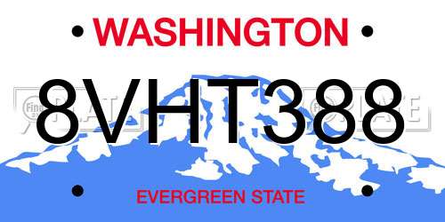 8VHT388 Washington License Plate