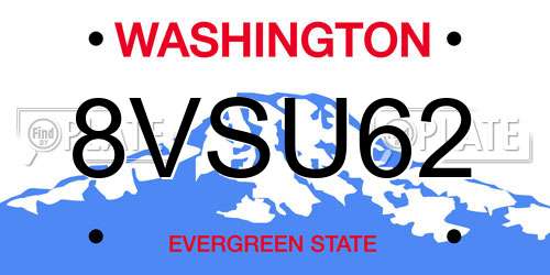 8VSU62 Washington License Plate