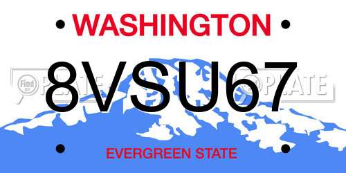 8VSU67 Washington License Plate
