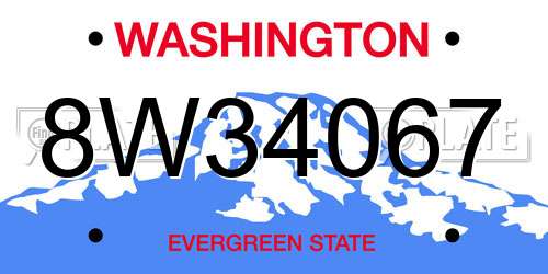 8W34067 Washington License Plate