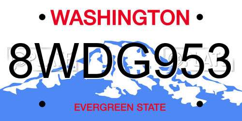 8WDG953 Washington License Plate