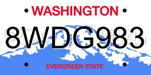 8WDG983 Washington License Plate