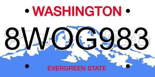 8WOG983 Washington License Plate