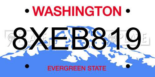 8XEB819 Washington License Plate