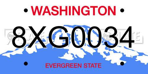 8XG0034 Washington License Plate