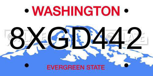 8XGD442 Washington License Plate