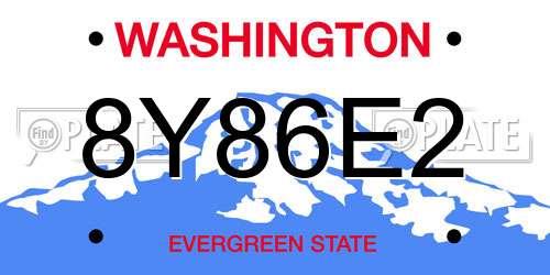 8Y86E2 Washington License Plate