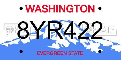 8YR422 Washington License Plate