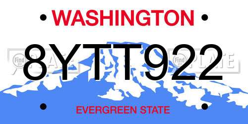 8YTT922 Washington License Plate