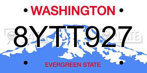 8YTT927 Washington License Plate