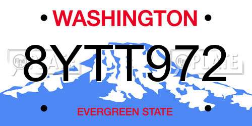 8YTT972 Washington License Plate